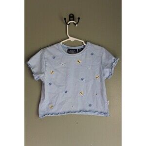 OCI Girls Blue  T-shirt With Butterflies & Flowers Size 5